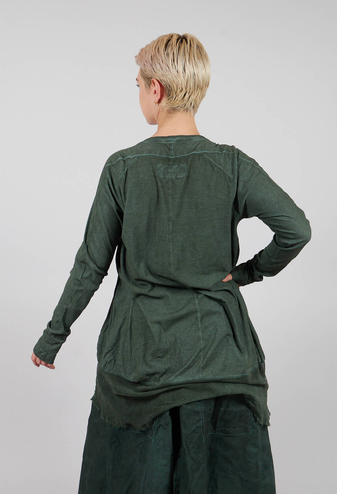 Tunic Jersey Top with Netted Hem in Pine Cloud - 2340505