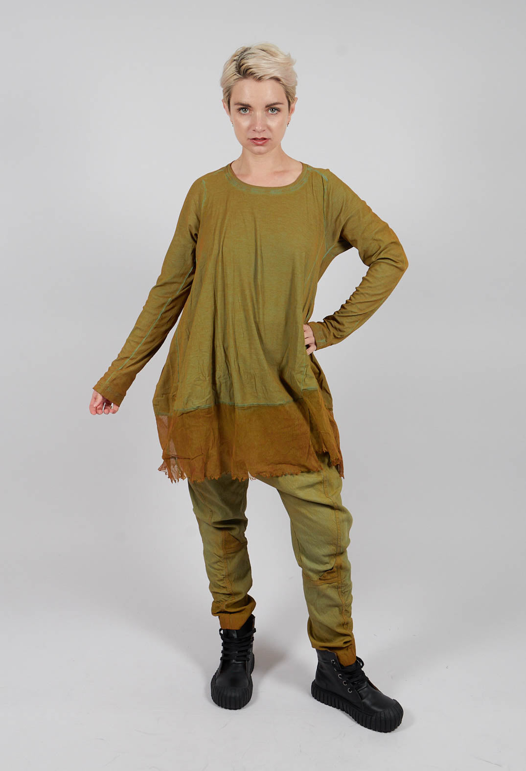 Tunic Jersey Top with Netted Hem in Lagoon Cloud - 2340505