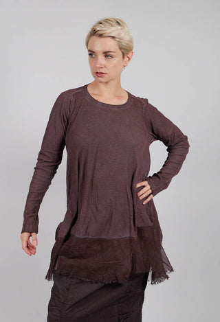 Tunic Jersey Top with Netted Hem in Flamingo Cloud - 2340505
