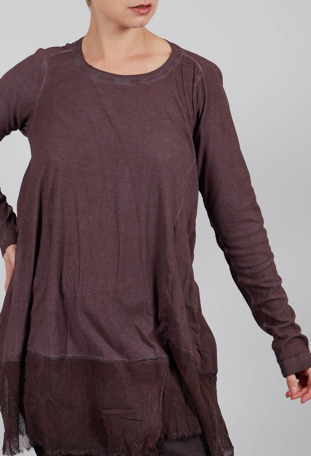 Tunic Jersey Top with Netted Hem in Flamingo Cloud - 2340505