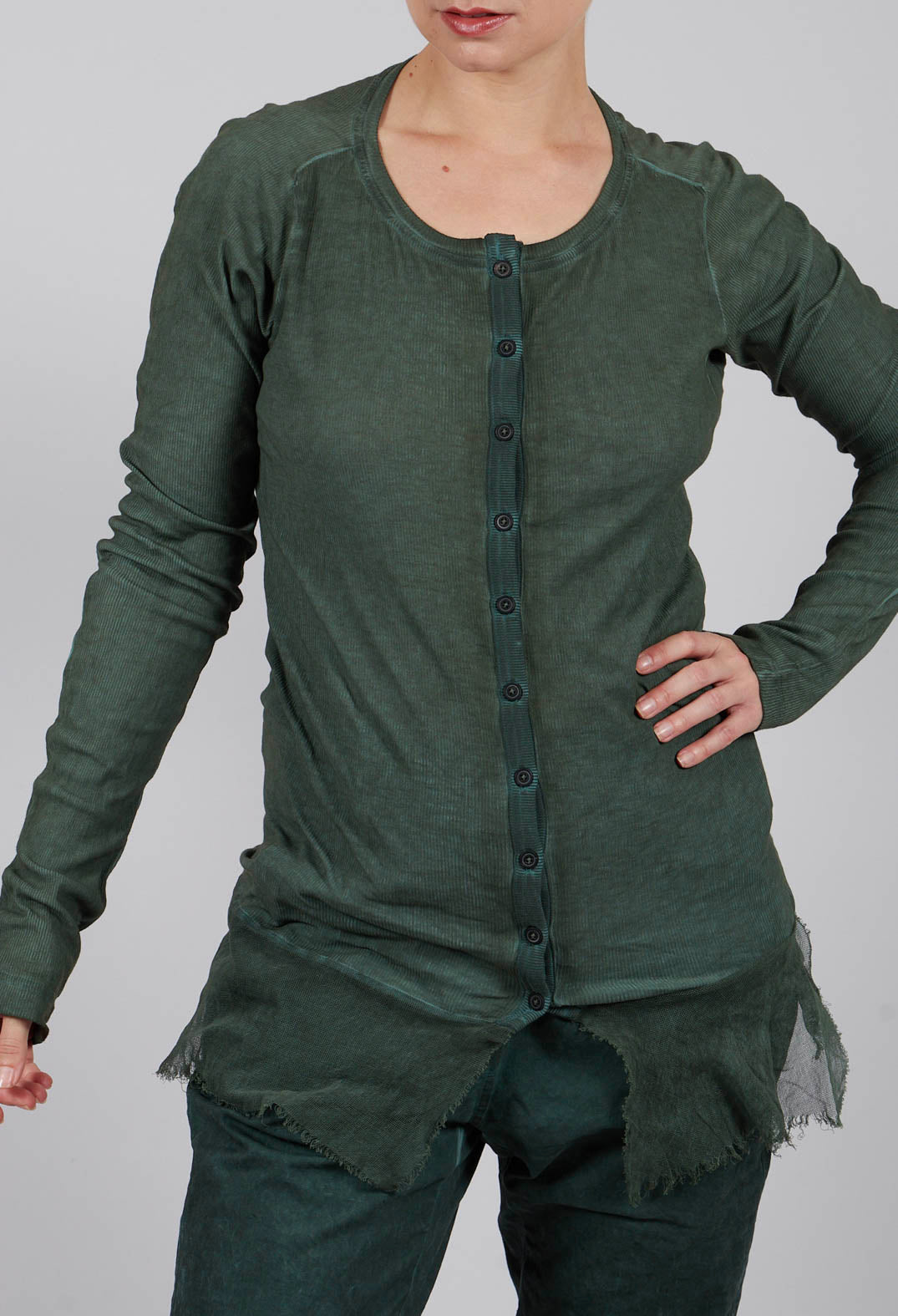 Jersey Jacket with Netted Hem in Pine Cloud - 2341106