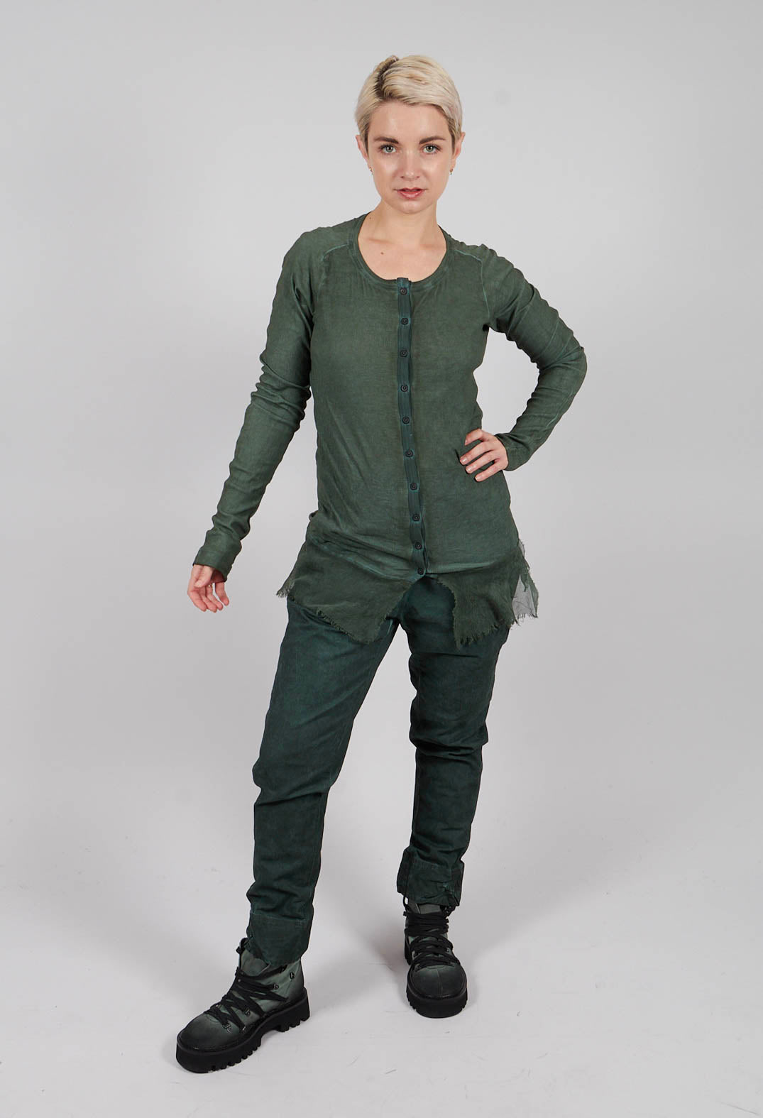 Jersey Jacket with Netted Hem in Pine Cloud - 2341106