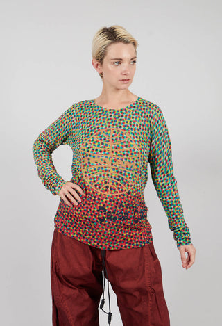 Long Sleeve Top in Multi Scene Print - 2450701