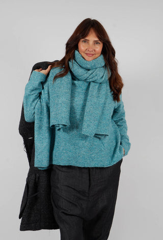 Relaxed High Neck Jumper in Lagoon Mel - 2460702