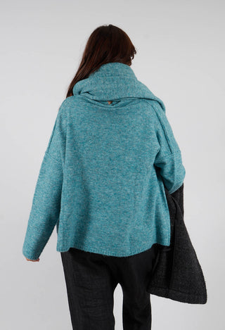 Relaxed High Neck Jumper in Lagoon Mel - 2460702
