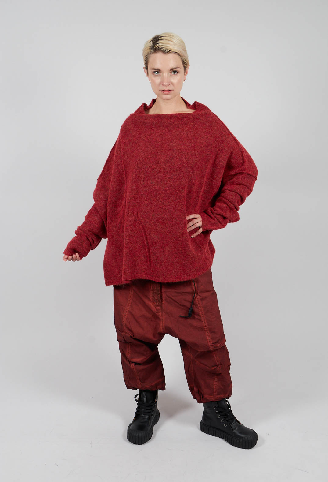 Relaxed High Neck Jumper in Crab Mel - 2460702