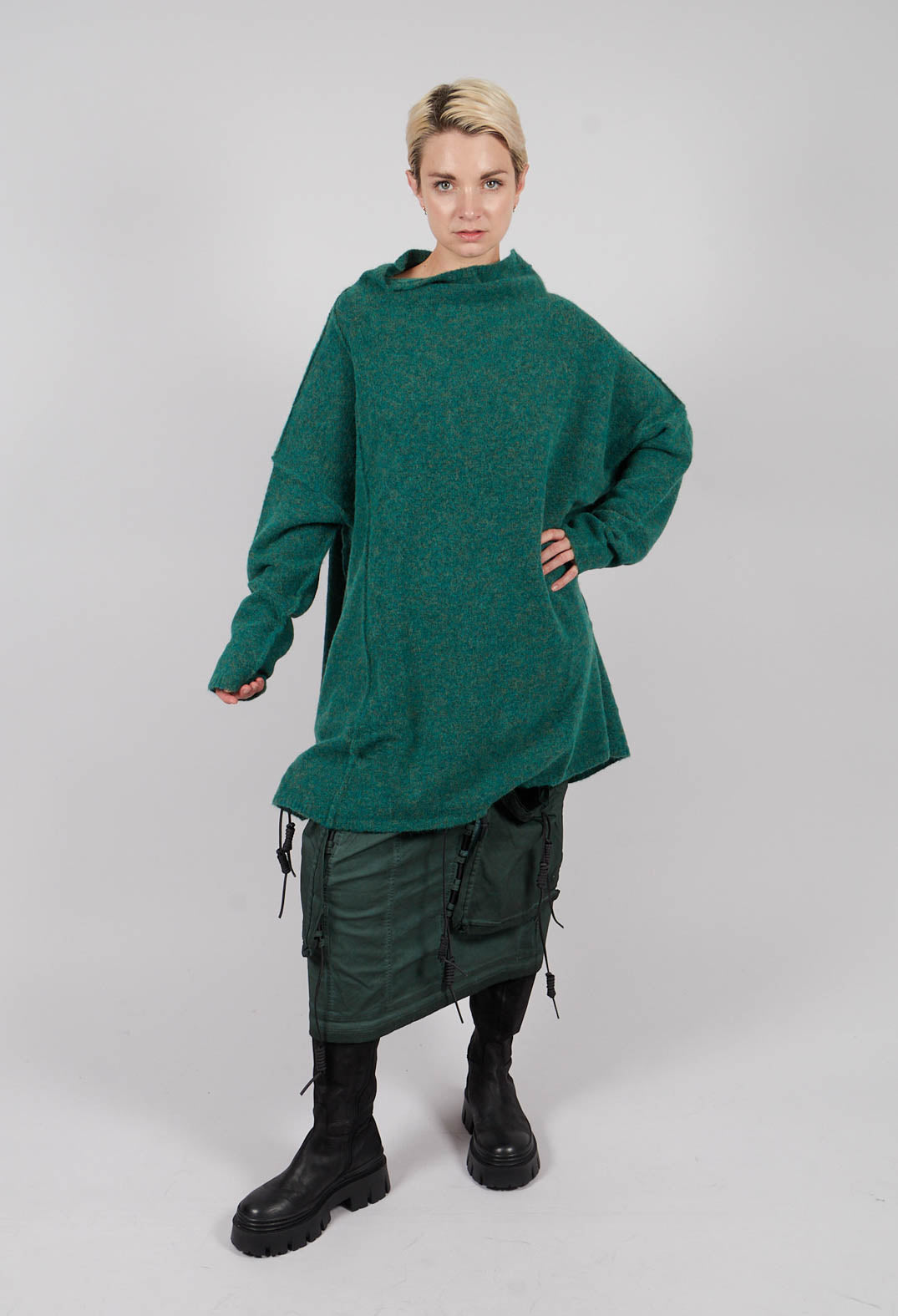 Relaxed High Neck Tunic in Light Palm Mel - 2467003