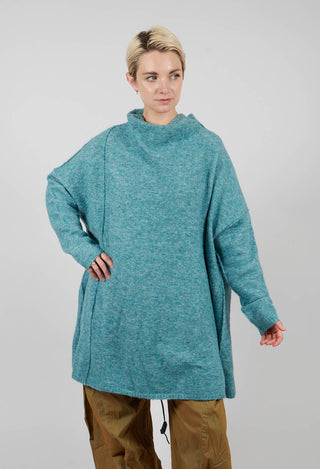 Relaxed High Neck Tunic in Lagoon Mel - 2467003
