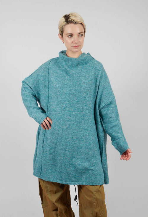 Relaxed High Neck Tunic in Lagoon Mel - 2467003