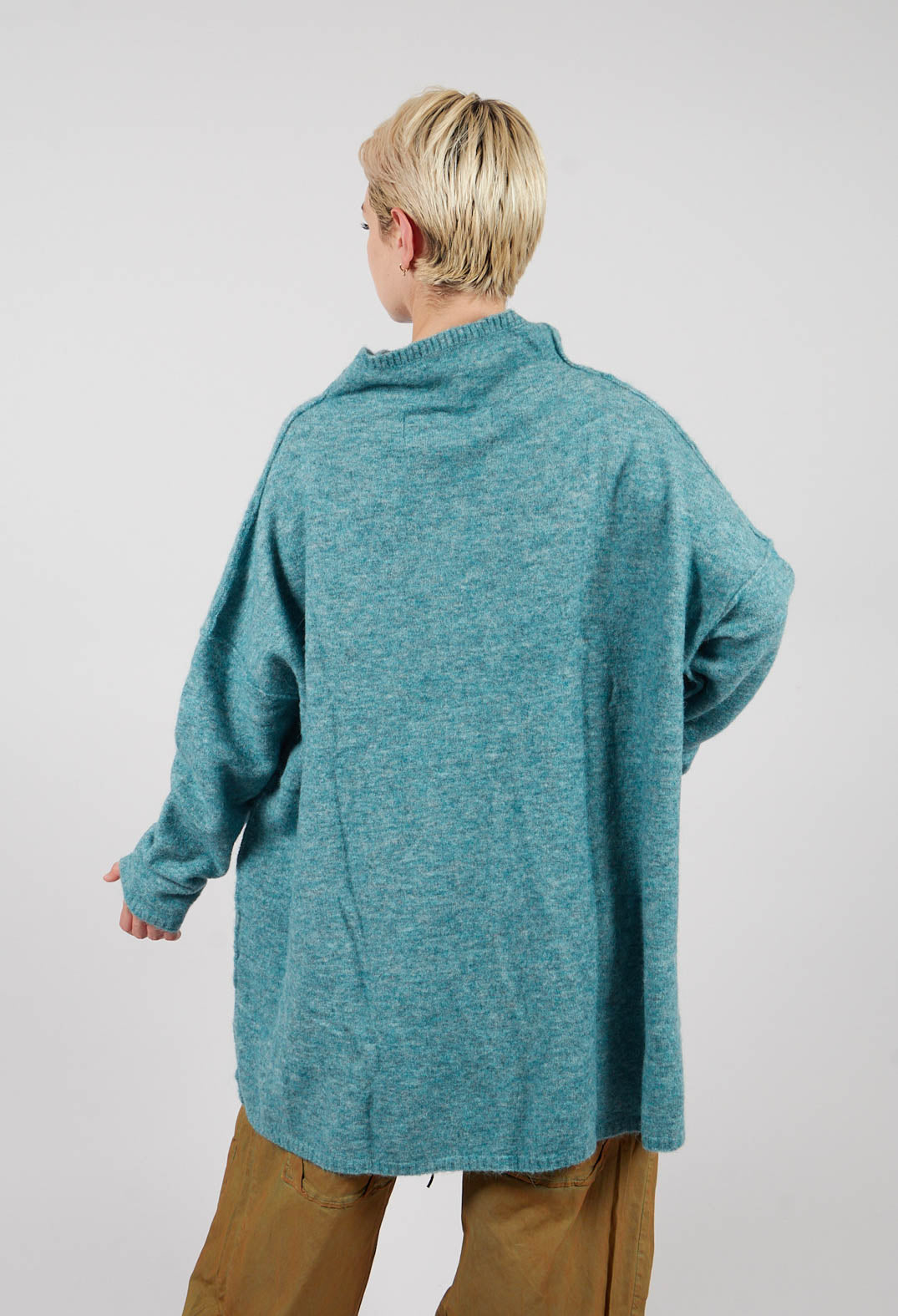 Relaxed High Neck Tunic in Lagoon Mel - 2467003