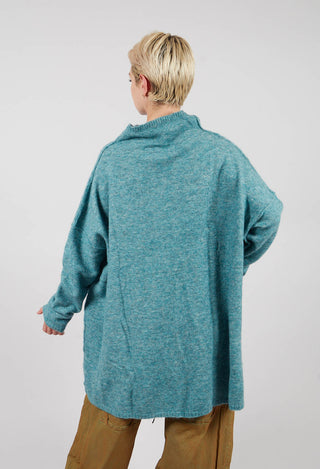 Relaxed High Neck Tunic in Lagoon Mel - 2467003