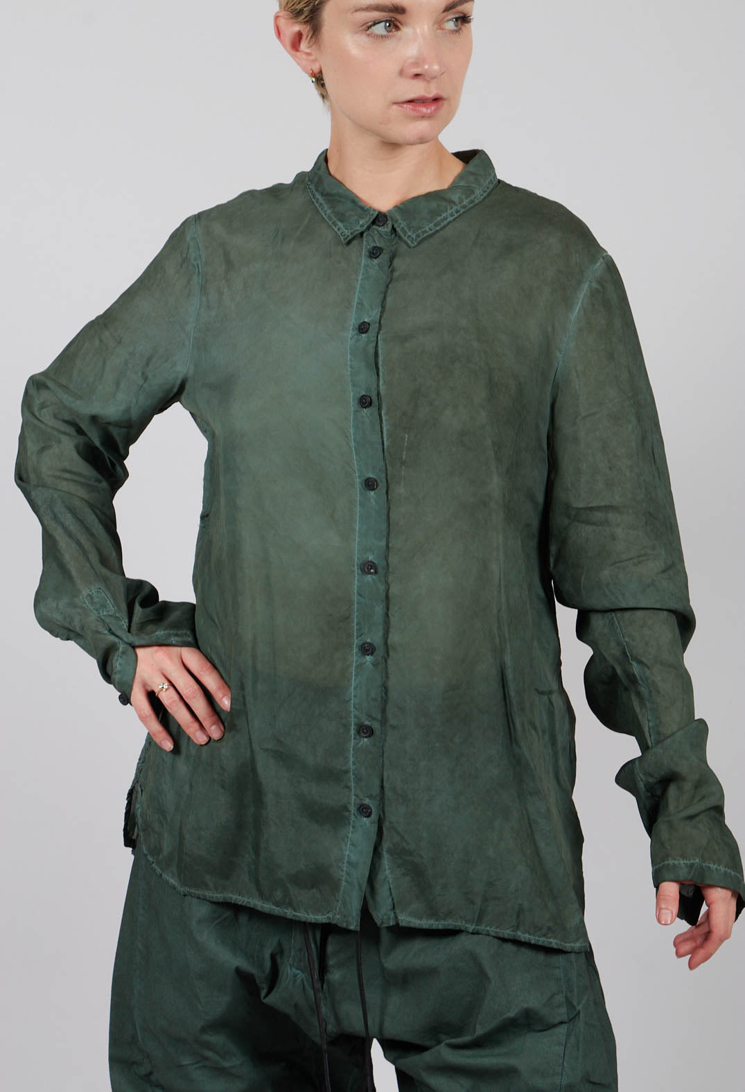 Button Through Blouse in Pine Cloud - 2470402