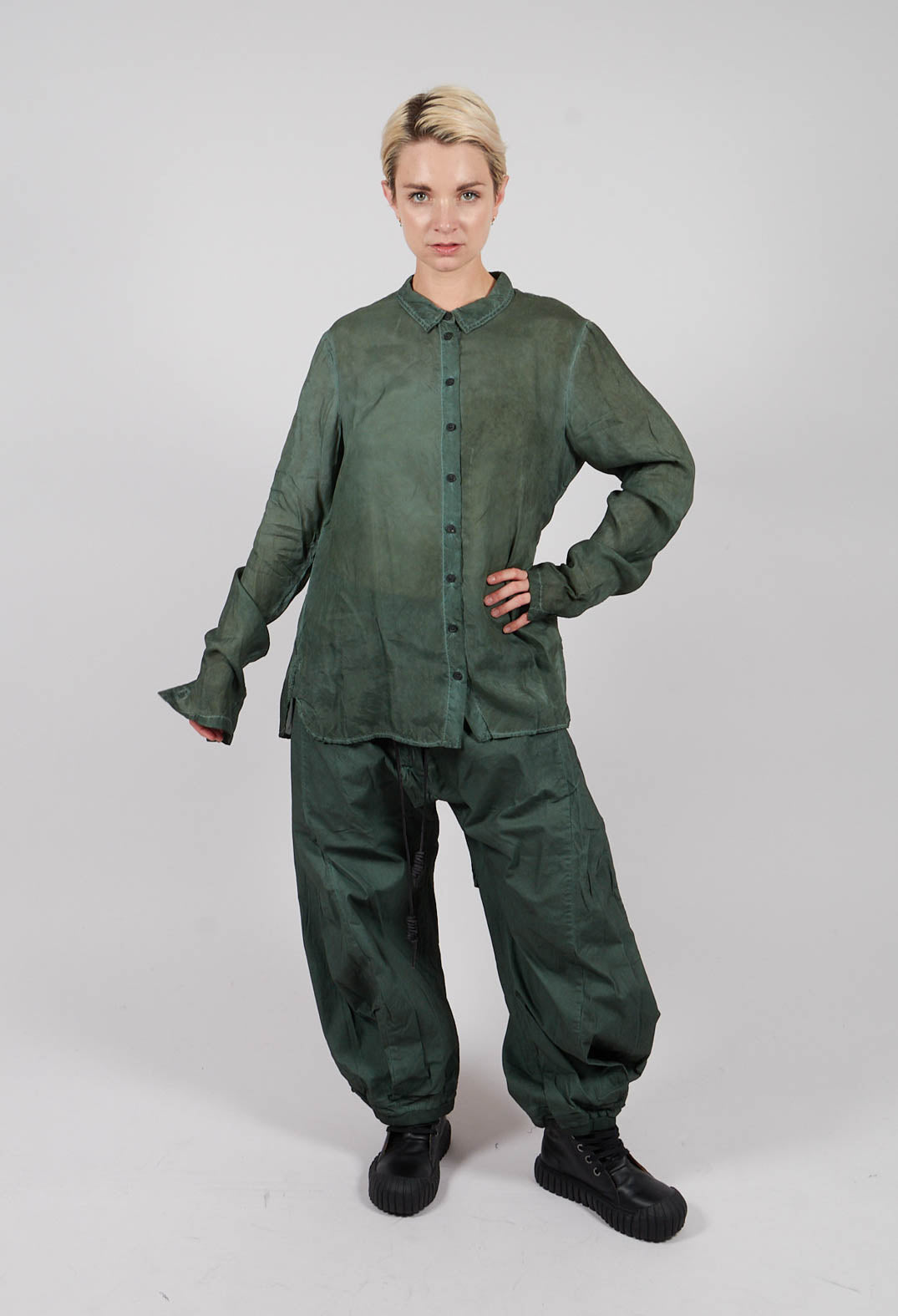 Button Through Blouse in Pine Cloud - 2470402