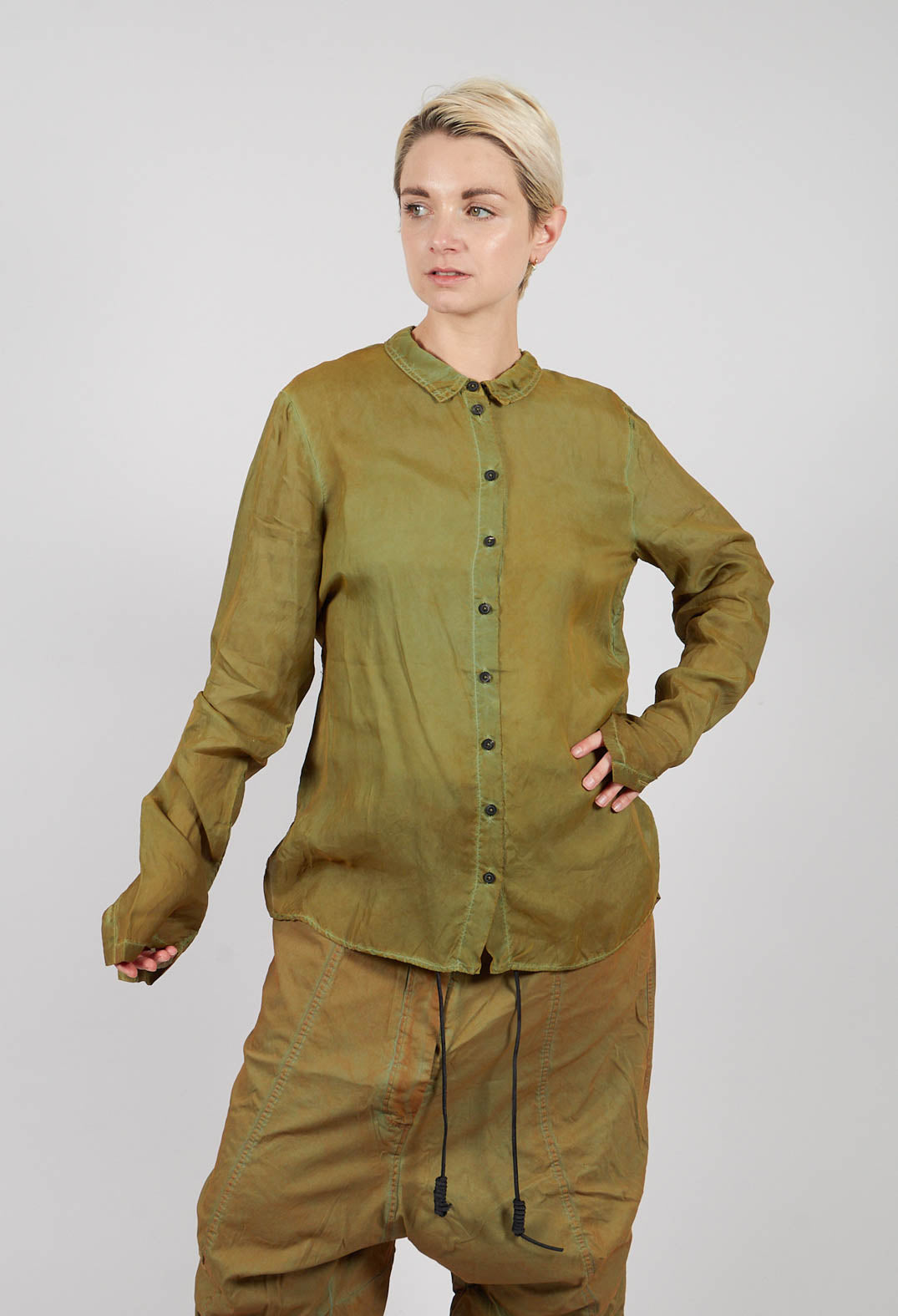 Button Through Blouse in Lagoon Cloud - 2470402