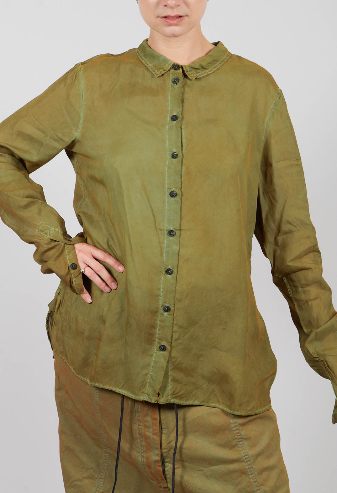 Button Through Blouse in Lagoon Cloud - 2470402