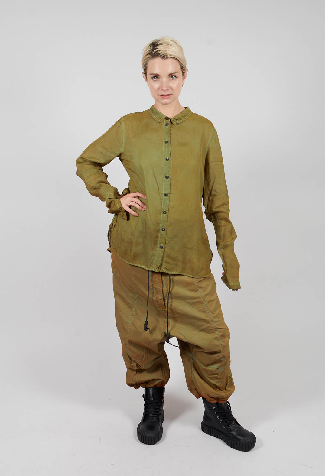 Button Through Blouse in Lagoon Cloud - 2470402