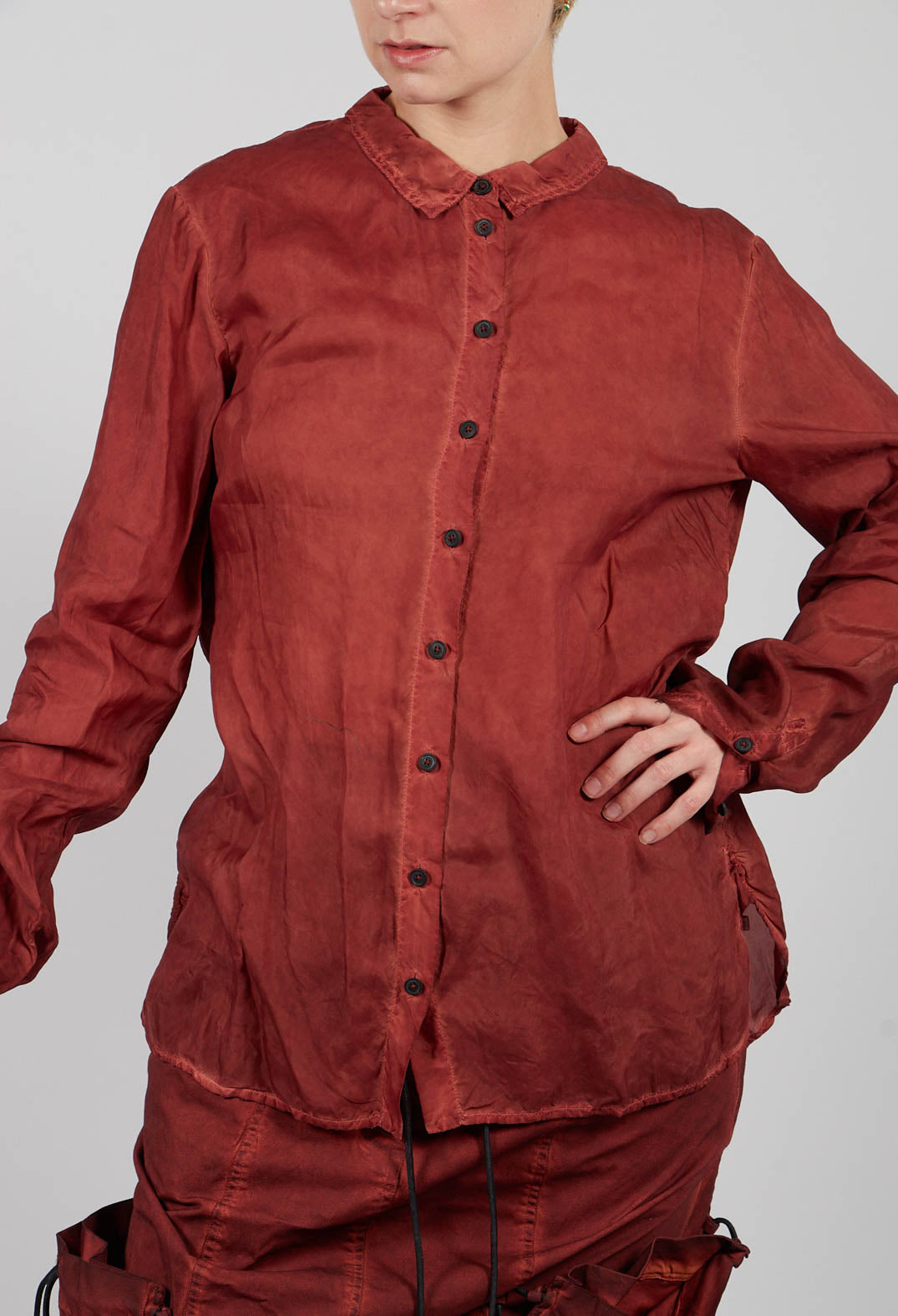 Button Through Blouse in Crab Cloud - 2470402