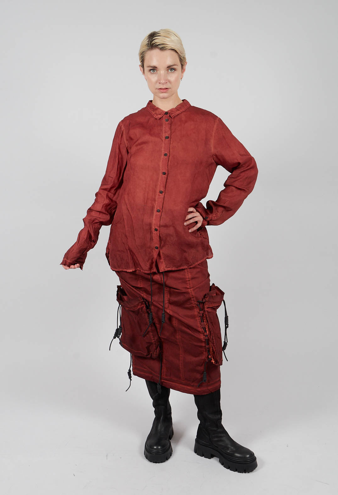 Button Through Blouse in Crab Cloud - 2470402