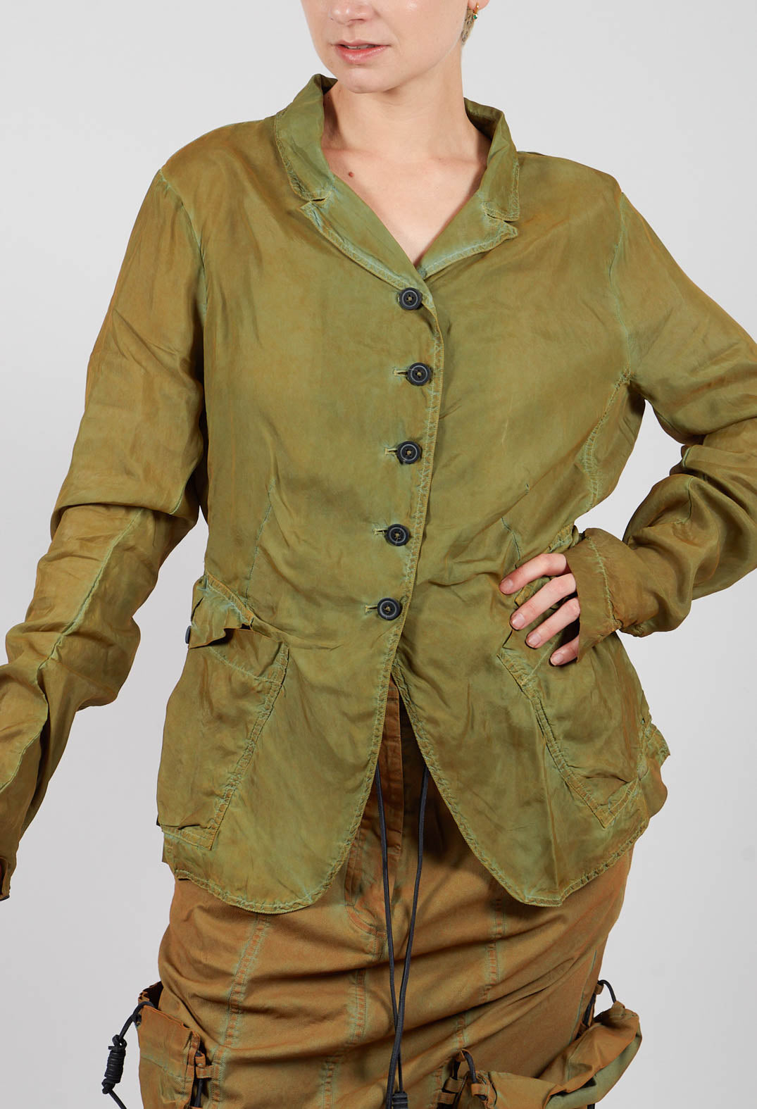 Button Up Jacket in Lagoon Cloud - 2471105