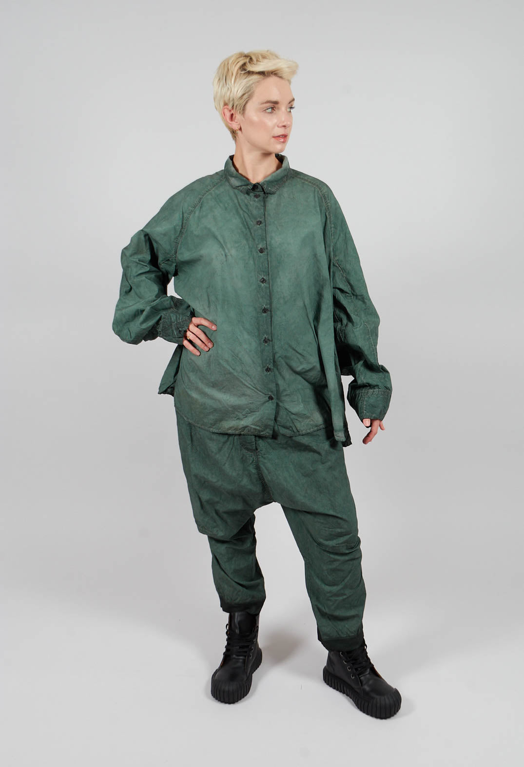Relaxed Fit Shacket in Pine Cloud - 2530402