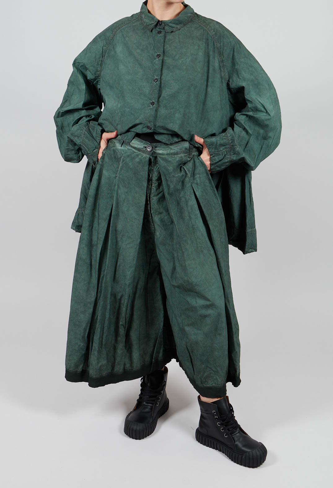 Box Pleat Culottes in Pine Cloud - 2530106
