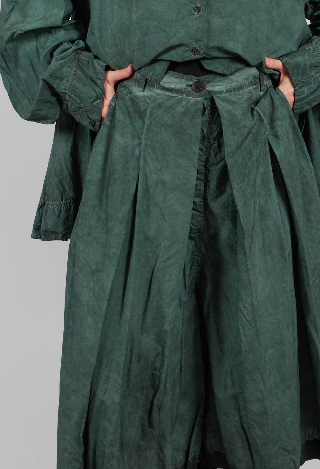 Box Pleat Culottes in Pine Cloud - 2530106