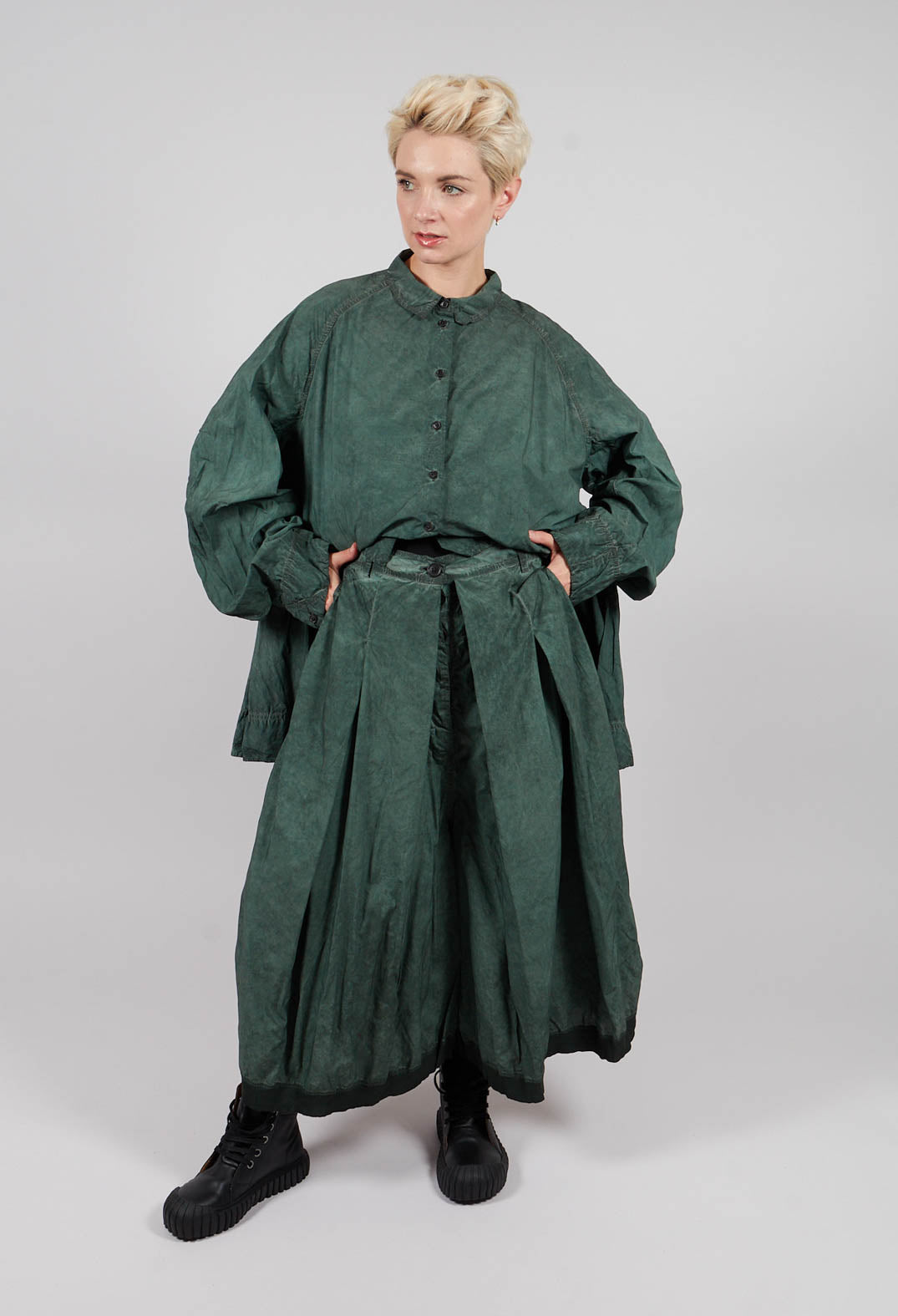 Box Pleat Culottes in Pine Cloud - 2530106