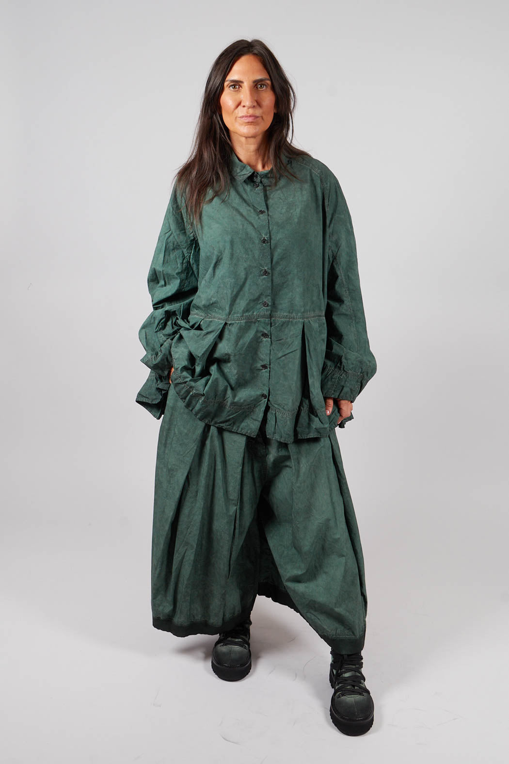 Box Pleat Culottes in Pine Cloud - 2530106