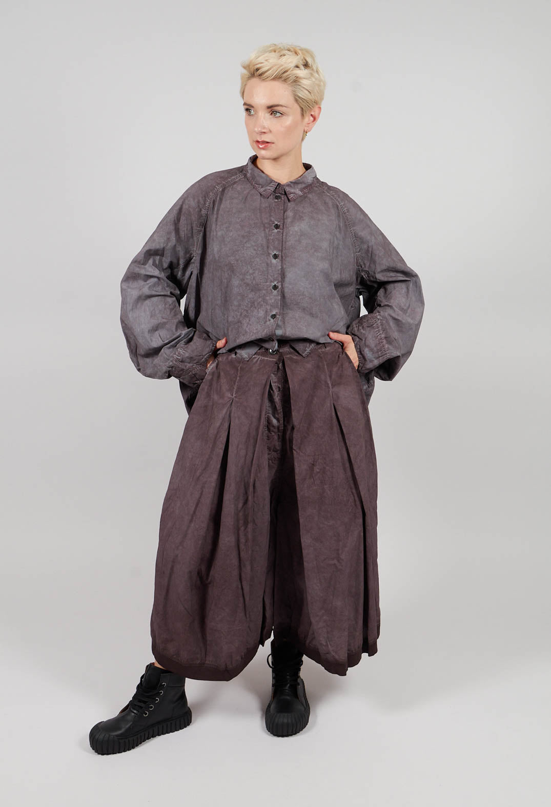Box Pleat Culottes in Flamingo Cloud - 2530106