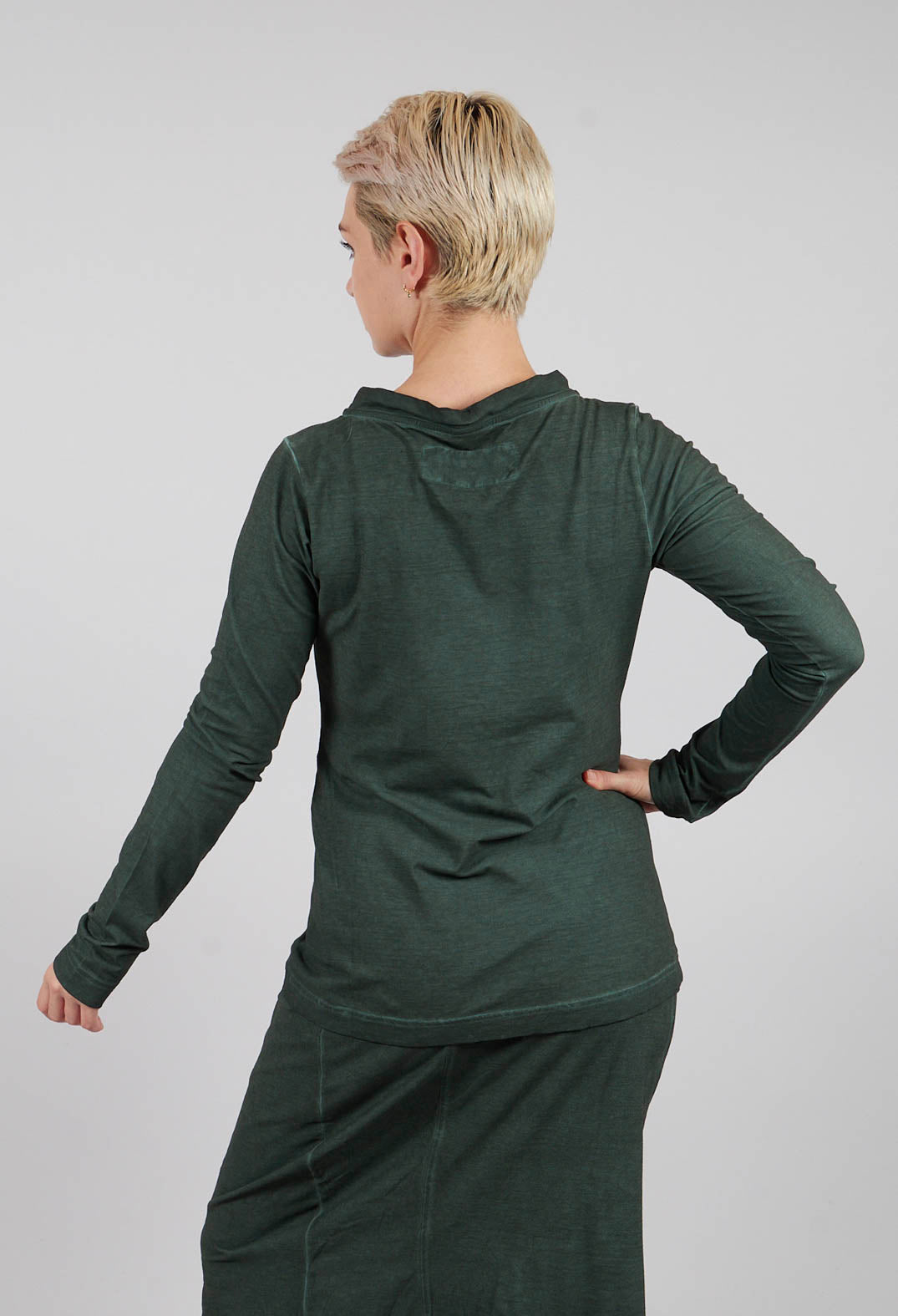 Jersey Top with Drawstring Neckline in Pine Cloud - 2560501