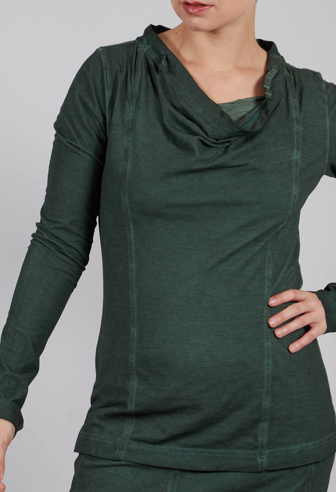 Jersey Top with Drawstring Neckline in Pine Cloud - 2560501