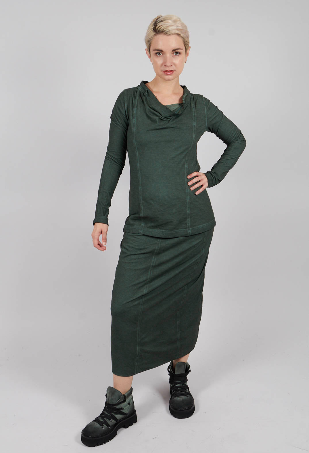 Jersey Top with Drawstring Neckline in Pine Cloud - 2560501