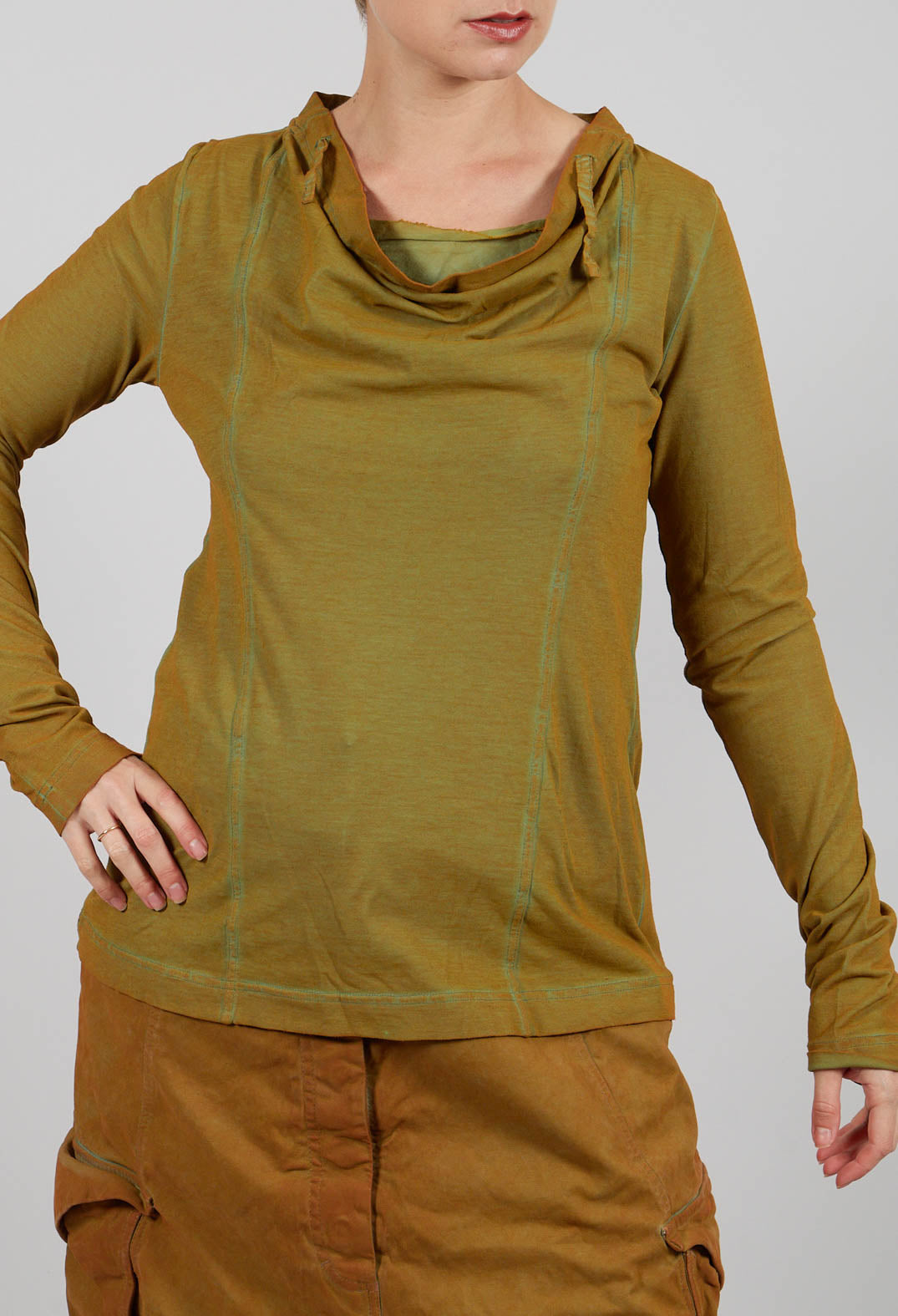 Jersey Top with Drawstring Neckline in Lagoon Cloud - 2560501
