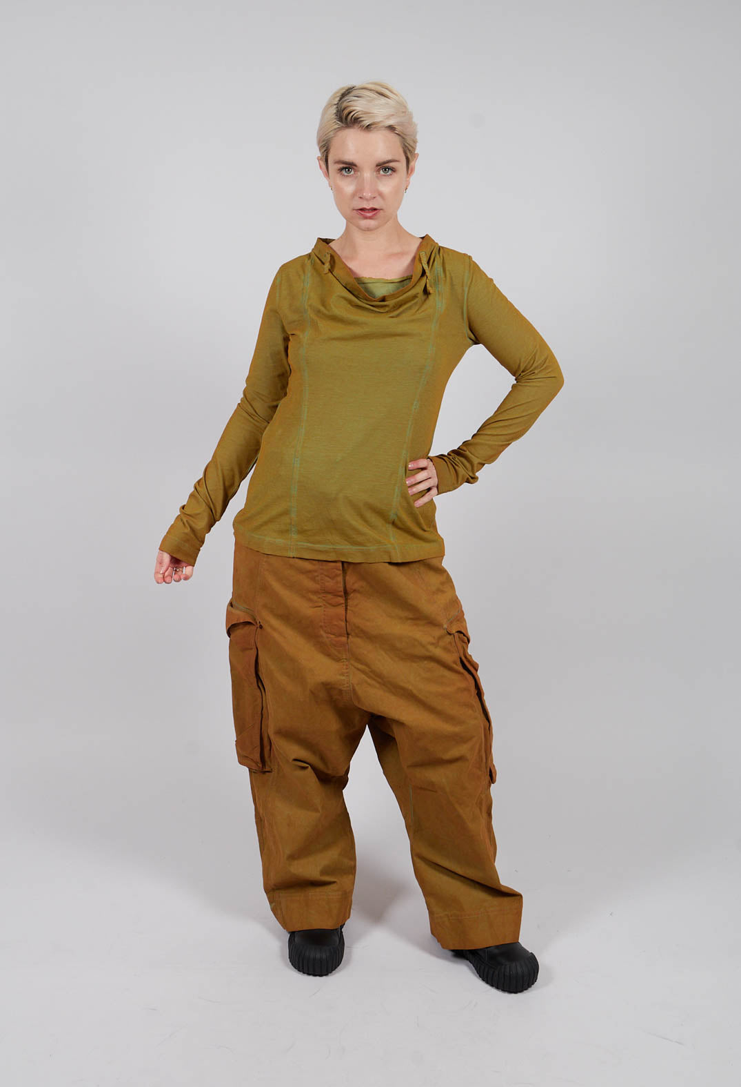 Jersey Top with Drawstring Neckline in Lagoon Cloud - 2560501