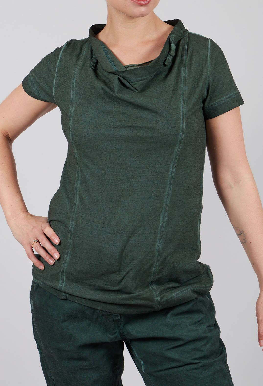 Cowl Neck T-Shirt in Pine Cloud - 2560502