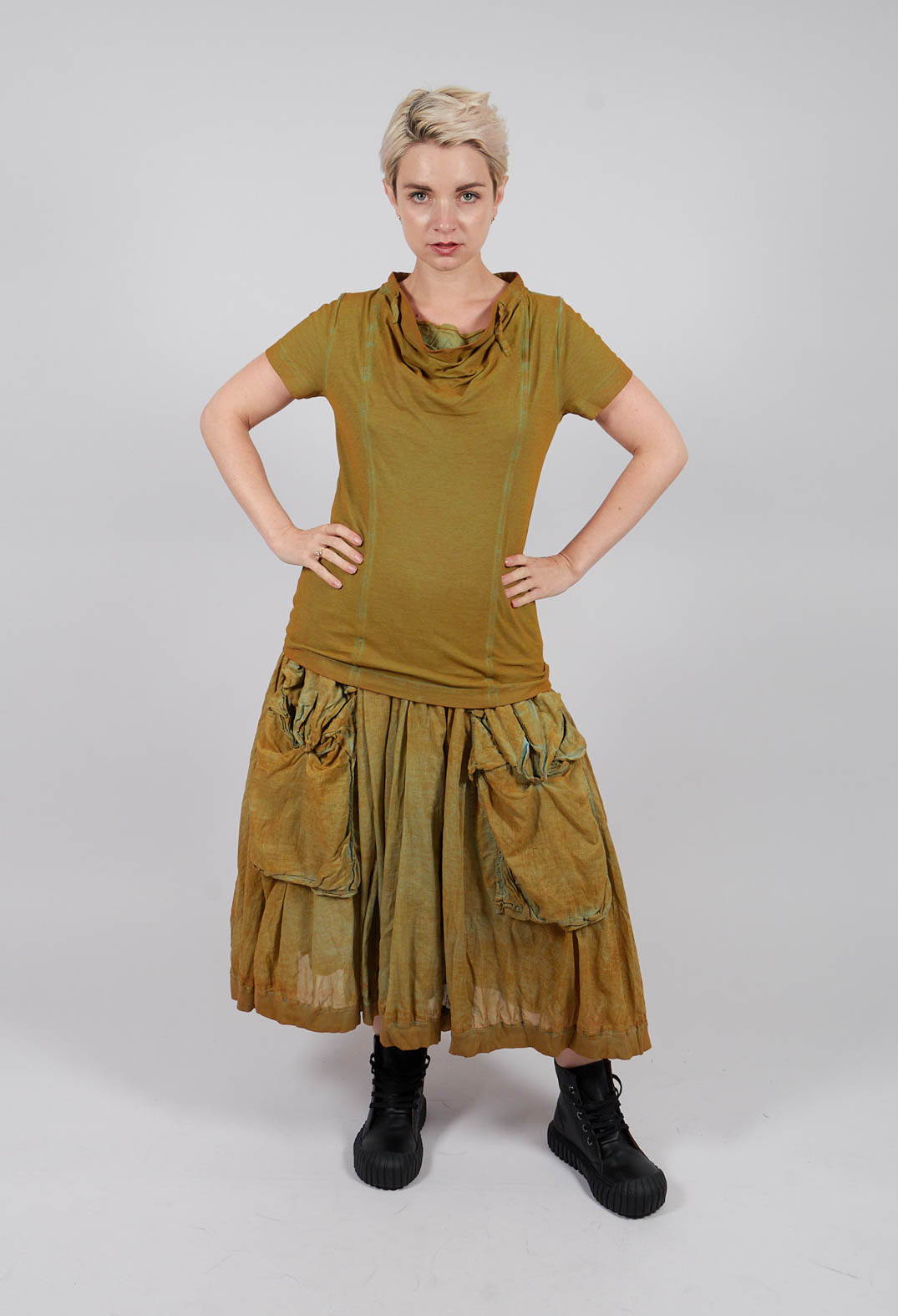 Cowl Neck T-Shirt in Lagoon Cloud - 2560502