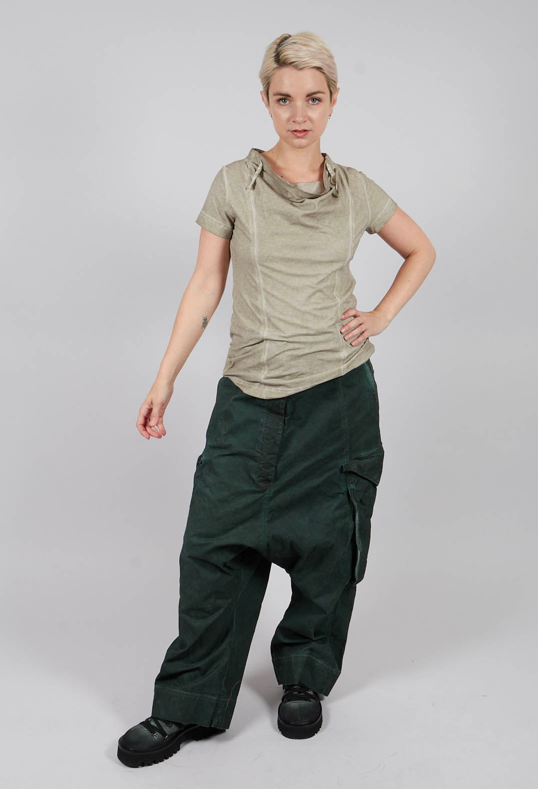 Cowl Neck T-Shirt in Sand Cloud - 2560502