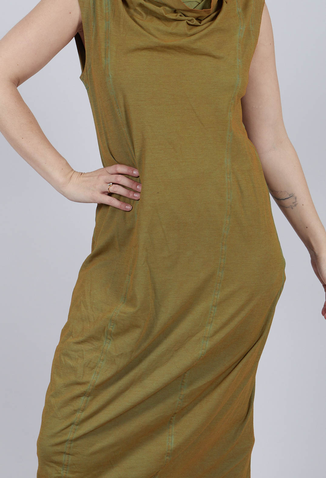 Cowl Neck Fitted Dress in Lagoon Cloud - 2560903