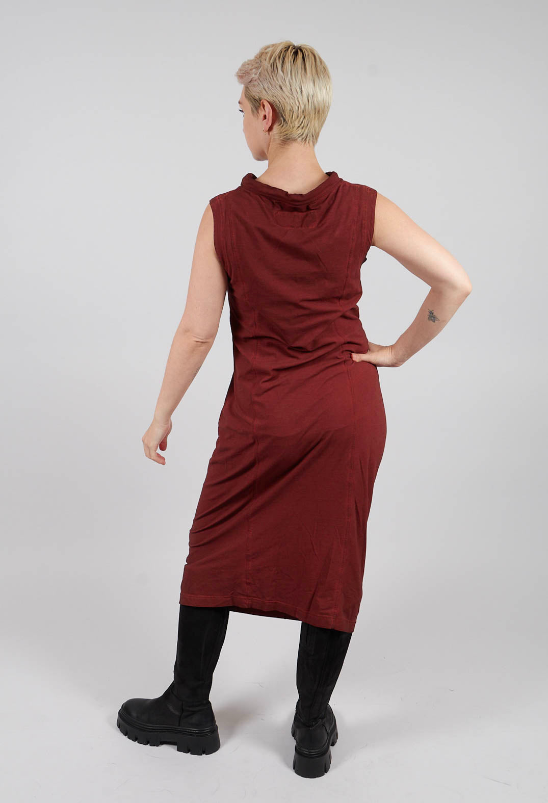 Cowl Neck Fitted Dress in Crab Cloud - 2560903