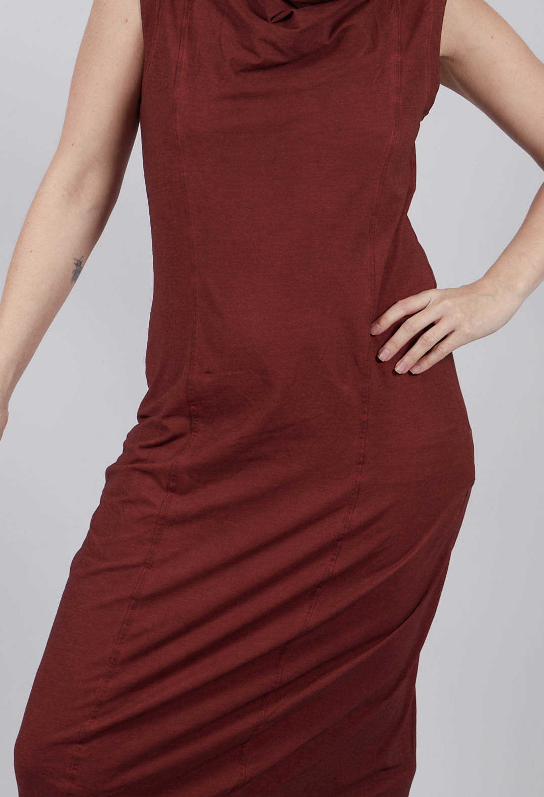 Cowl Neck Fitted Dress in Crab Cloud - 2560903