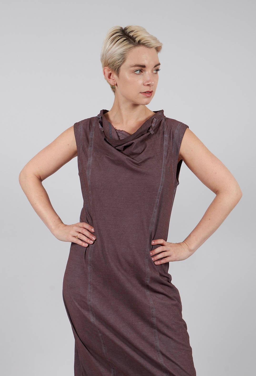 Cowl Neck Fitted Dress in Flamingo Cloud - 2560903