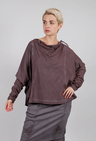 Oversized Top with Drawstring Neckline in Flamingo Cloud - 2560504