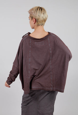 Oversized Top with Drawstring Neckline in Flamingo Cloud - 2560504