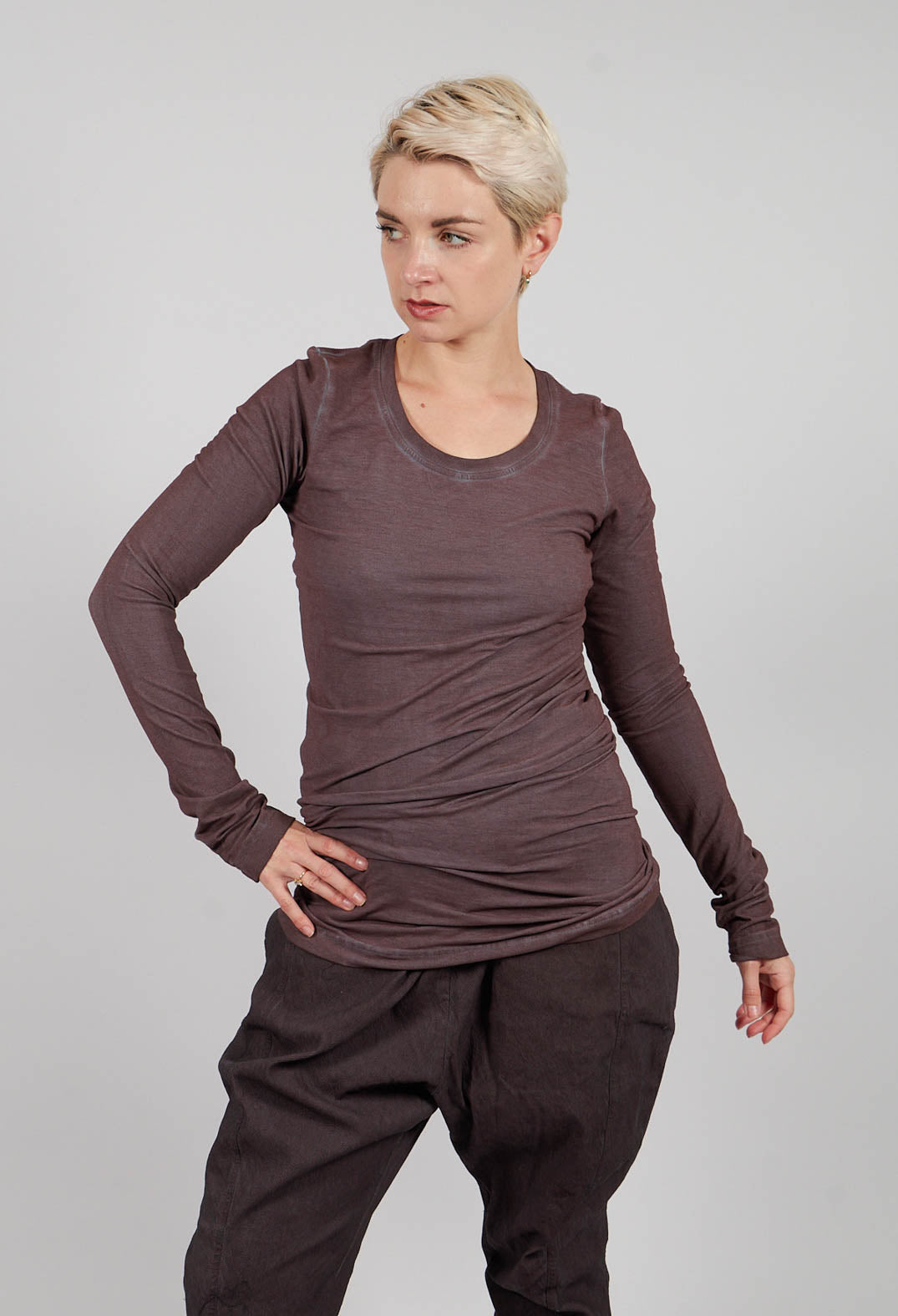 Fitted Long Sleeve T-Shirt in Flamingo Cloud - 2560507