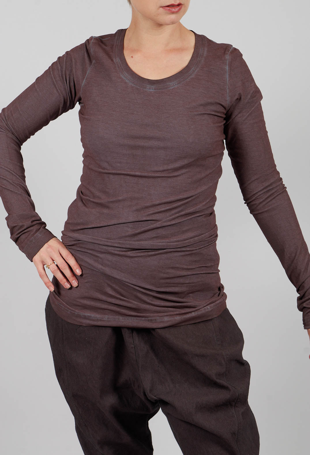 Fitted Long Sleeve T-Shirt in Flamingo Cloud - 2560507