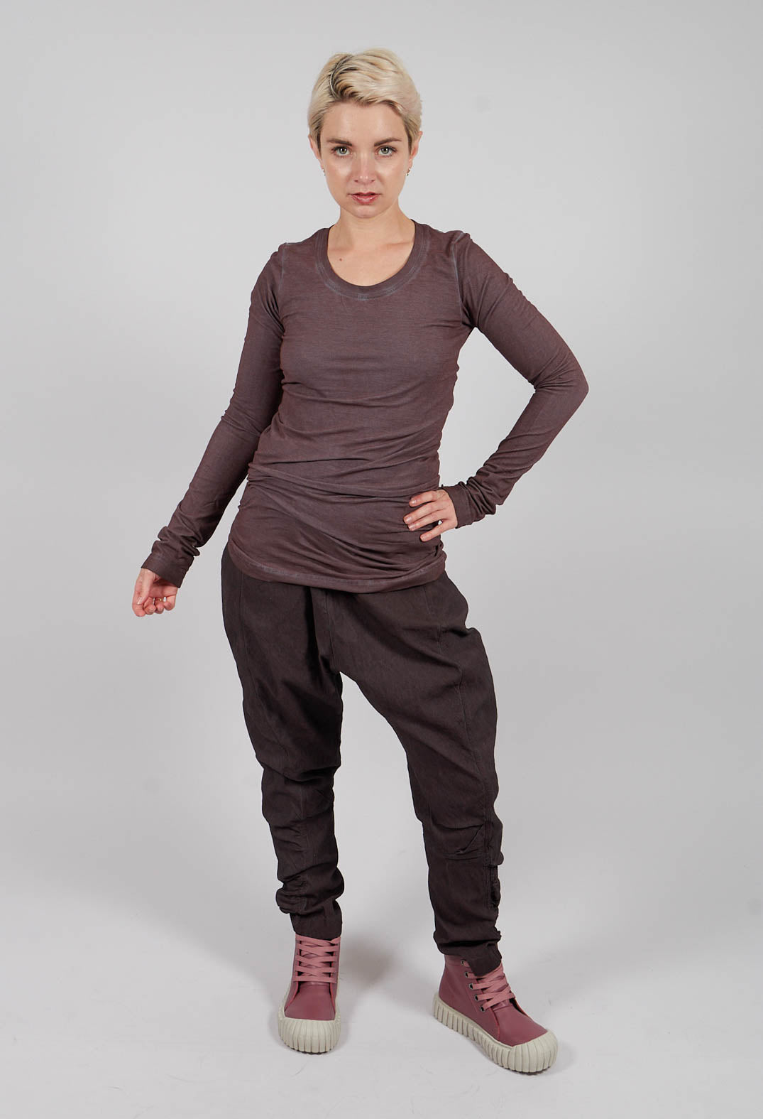 Fitted Long Sleeve T-Shirt in Flamingo Cloud - 2560507