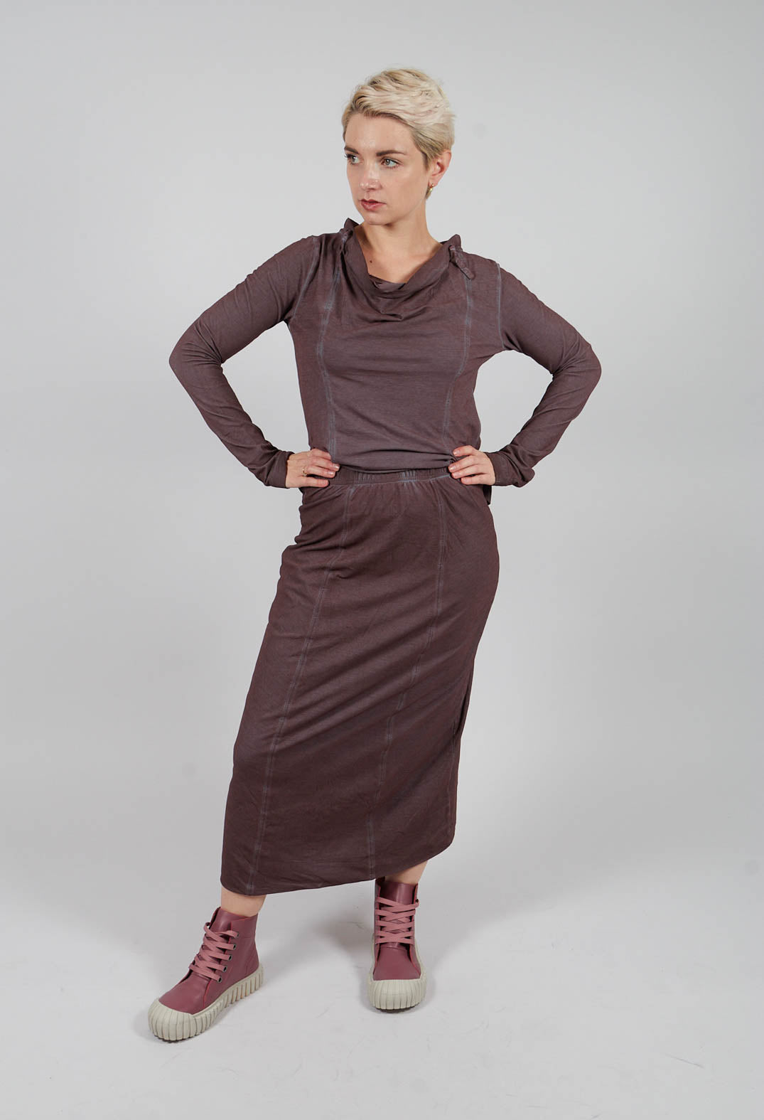 Jersey Pencil Skirt in Flamingo Cloud - 2560311
