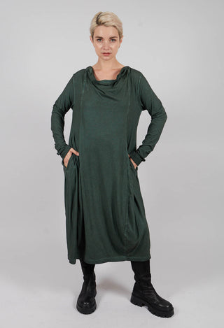 Jersey Dress with Drawstring Neckline in Pine Cloud - 2560912