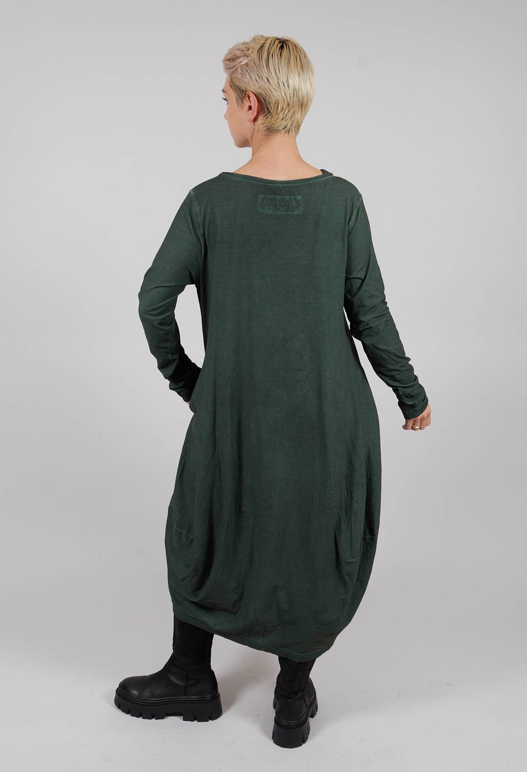 Jersey Dress with Drawstring Neckline in Pine Cloud - 2560912