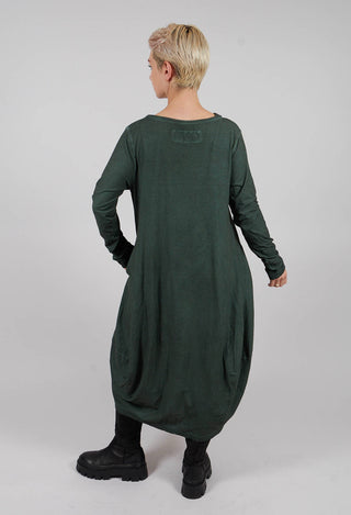 Jersey Dress with Drawstring Neckline in Pine Cloud - 2560912